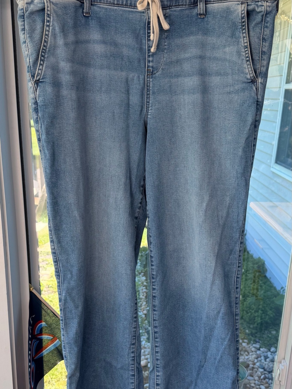 torrid Light Blue Straight Leg Pull-On Jeans with Drawstring